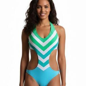 BECCA by Rebecca Virtue Chevron Monokini One Piece Swimsuit Hot Off The Press